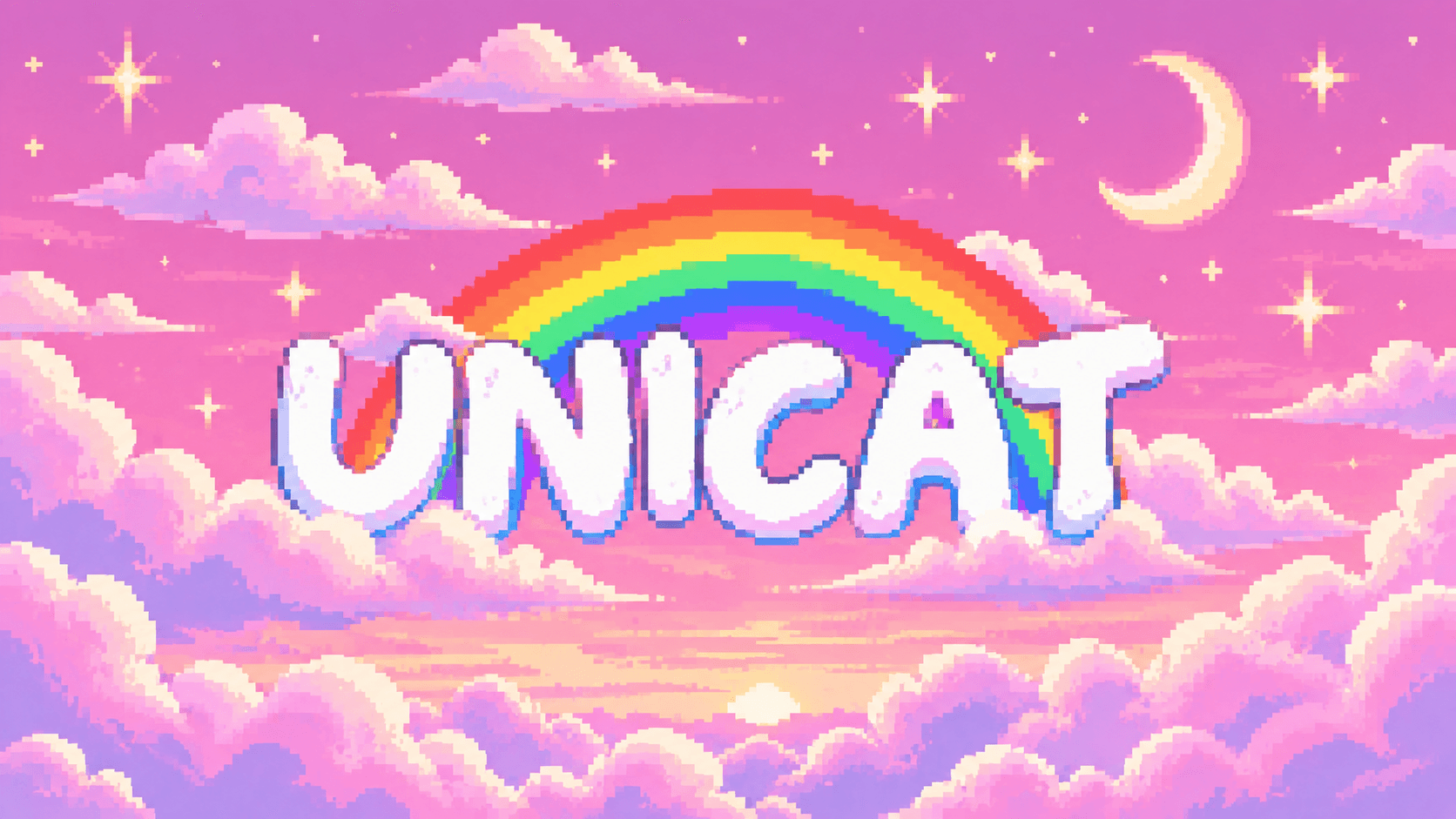 UNICAT pixel art rainbow sky